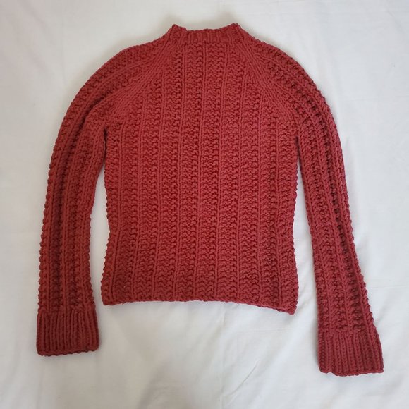 J. Crew Women's Knit By Hand Chunky Trend Knit Pullover Sweater Burgundy Red XS - Picture 8 of 11